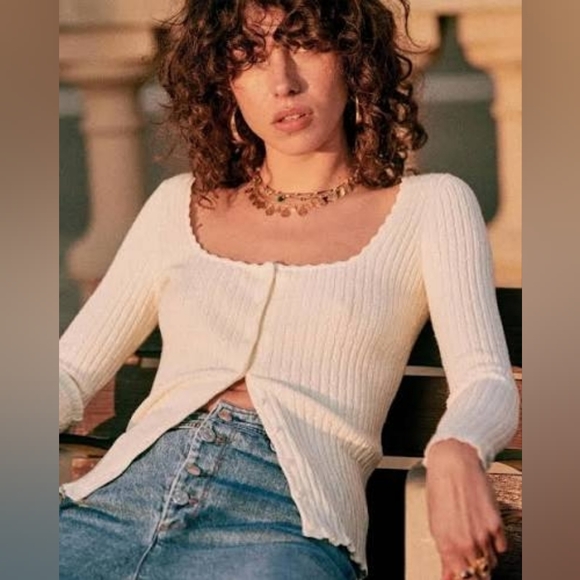 Sézane Ambroise Cardigan in Bright Plum Size Small Ribbed Knit Button Down - Picture 11 of 11